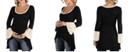 24seven Comfort Apparel Swing High Low Bell Sleeve Maternity Tunic Top